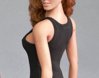 1/6th scale black tank top fits female collectable poseable figures and fashion dolls