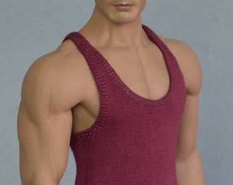 1/ 6th scale burgundy tank top vest - fits ~ 12 inch figures e.g. Hot Toys TTM 18, 19, 21 TBLeague M31 M32 M33 etc...