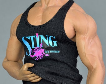 1/ 6th scale black XXL Sting Fatal Encounter Wrestling tank top vest fits: TBLeague Phicen M34 M35, Hot Toys TTM 20 size figures and dolls