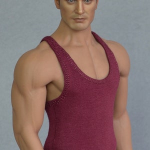 1/ 6th scale burgundy tank top vest - fits ~ 12 inch figures e.g. Hot Toys TTM 18, 19, 21 TBLeague M31 M32 M33 etc...