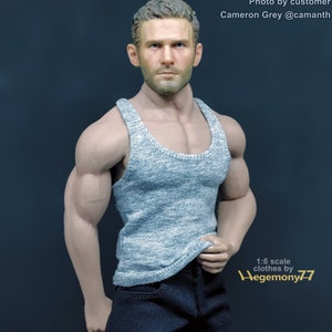 1/ 6th scale grey tank top vest fits 12 inch figures e.g. Hot Toys TTM 18, 19, 21 TBLeague M31 M32 M33 etc... image 1