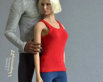 1/6th scale red tank top fits: female figures and dolls for example but not limited to Phicen / TBLeague, Barbie, Fashion Royalty...