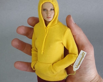 1/ 6th scale yellow hoodie for female figures and slim male figures