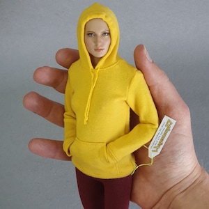 1/ 6th scale yellow hoodie for female figures and slim male figures