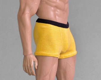 1/6 Scale XXL Yellow Boxer Briefs: Handmade Doll Underwear