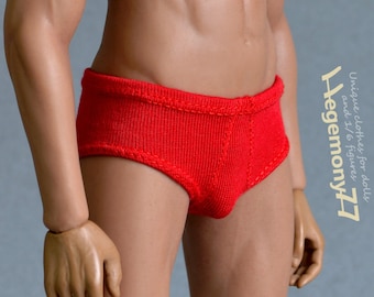 1/ 6th scale red briefs men's underwear fits ~ 12 inch figures dolls e.g. Hot Toys TTM 19 Phicen TBLeague M31 M32 M33 Fashion Royalty Homme