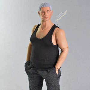 16th scale Worldbox AT018 Fat Body size black tank top singlet sleeveless A-shirt