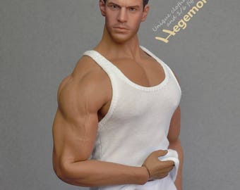 1/6 scale XXL white tank top vest for Phicen TBLeague M34 M35 and Hot Toys TTM 20 size larger action figures and male fashion dolls