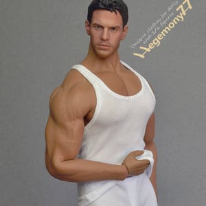 1/6 scale XXL white tank top vest for Phicen TBLeague M34 M35 and Hot Toys TTM 20 size larger action figures and male fashion dolls