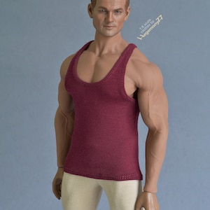 16 scale XXL burgundy tank top vest for Phicen TBLeague M34 M35 and Hot Toys TTM 20 size larger action figures and male fashion dolls