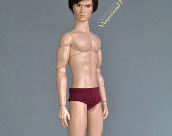 1/ 6th scale burgundy briefs men's underwear for ~ 12" figures dolls e.g. Hot Toys TTM 19 Phicen TBLeague M31 M32 M33 Fashion Royalty Homme