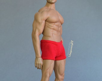 1/ 6th scale XXL red trunks men's underwear fits Phicen TBLeague M34 M35 M36 and Hot Toys TTM 20 size larger figures, male dolls