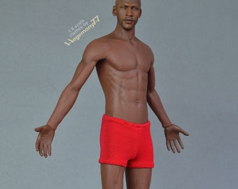1/ 6th scale XXL red boxer trunks shorts men's  fits Phicen TBLeague M34 M35 M36 and Hot Toys TTM 20 size larger figures, male dolls