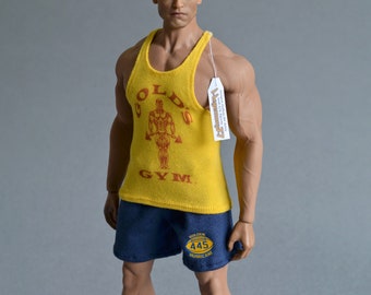 1/ 6th scale XXL sports clothing set inspired by Schwarzenegger bodybuilding fit larger figures and dolls e.g. Phicen TBLeague M34 M35 M36..