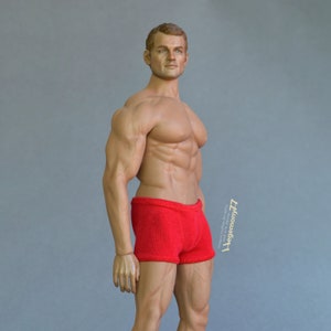 1/ 6th scale XXL red trunks men&#39;s underwear fits Phicen TBLeague M34 M35 M36 and Hot Toys TTM 20 size larger figures, male dolls