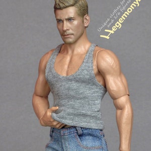 1/ 6th scale grey tank top vest fits 12 inch figures e.g. Hot Toys TTM 18, 19, 21 TBLeague M31 M32 M33 etc... image 3