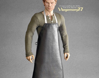 1/ 6th scale black apron fits: collectible action figures and male fashion dolls