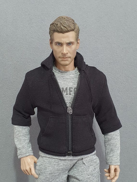 トップス print hoodie 1 toys 1/6 Scale Black Zip Hoodie, Inspired by Axel Foley - Etsy