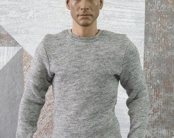 1/6 scale grey long sleeved T-shirt for ~ 12 inch collectible poseable figures and dolls e.g. Hot Toys TTM 19 Phicen TBLeague M31 M32 M33