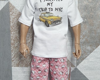 1/6 Scale Doll Clothes: Handmade NYC T-Shirt & Pajama Pants
