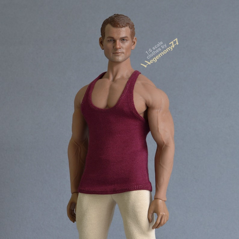 16 scale XXL burgundy tank top vest for Phicen TBLeague M34 M35 and Hot Toys TTM 20 size larger action figures and male fashion dolls