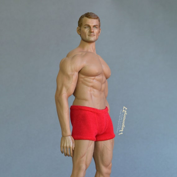 1/ 6th Scale XXL Red Trunks Men's Underwear Fits Phicen Tbleague M34 M35  M36 and Hot Toys TTM 20 Size Larger Figures, Male Dolls 