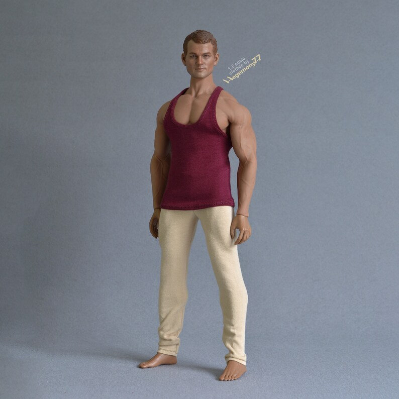 16 scale XXL burgundy tank top vest for Phicen TBLeague M34 M35 and Hot Toys TTM 20 size larger action figures and male fashion dolls