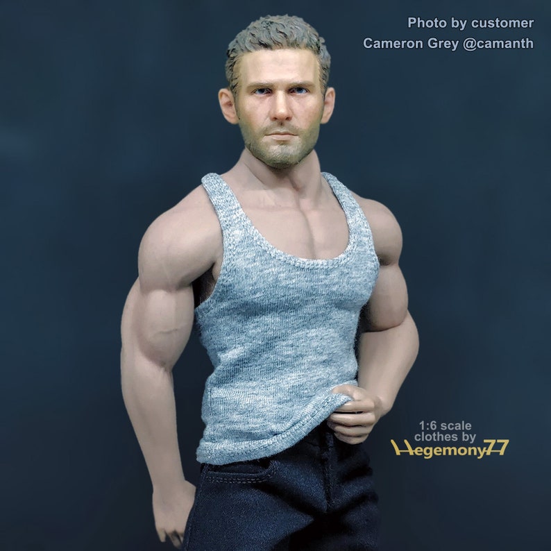 1/ 6th scale grey tank top vest fits 12 inch figures e.g. Hot Toys TTM 18, 19, 21 TBLeague M31 M32 M33 etc... image 1