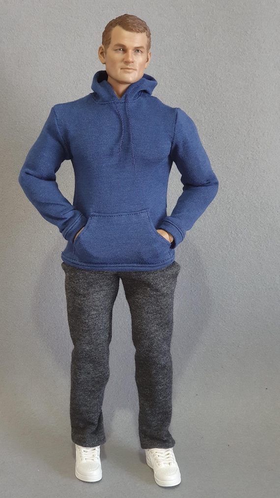 1/ 6th Scale XXL Navy Blue Hoodie Fits Tbleague Phicen M34 M35 and