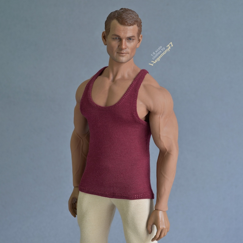 16 scale XXL burgundy tank top vest for Phicen TBLeague M34 M35 and Hot Toys TTM 20 size larger action figures and male fashion dolls