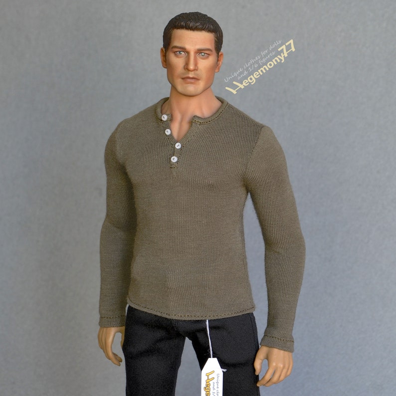 1/ 6th scale henley shirt inspired by Dexter Morgan for 12 inch collectible figures e.g. Hot Toys TTM 19 Phicen TBLeague M31 M32 M33 image 5