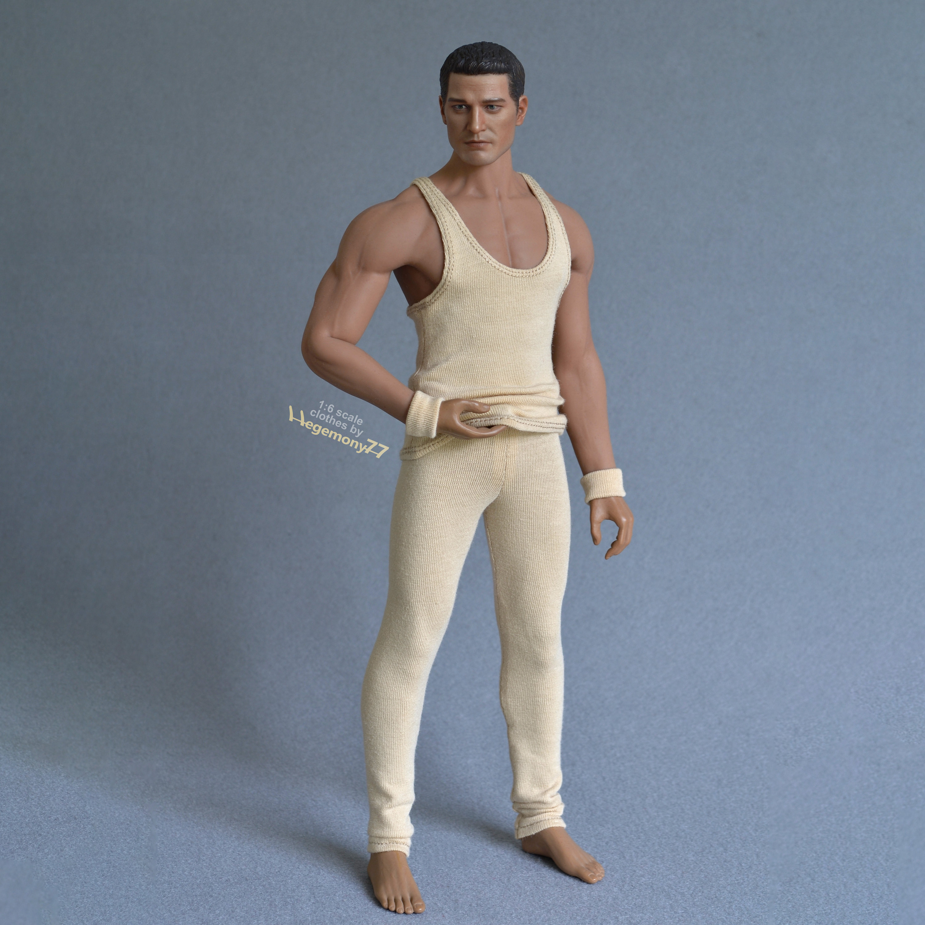 1/ 6th Scale Beige Tank Top Vest - Fits ~ 12 Inch Figures E.g. Hot