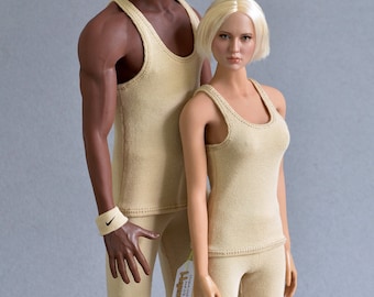 1/ 6th scale beige tank top for female collectable poseable figures and fashion dolls