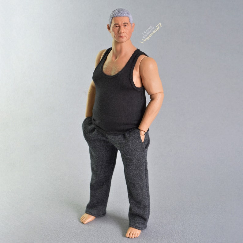 16th scale Worldbox AT018 Fat Body size black tank top singlet sleeveless A-shirt