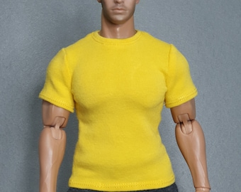 1/ 6th scale XXL yellow T-shirt fits TBLeague Phicen M34 M35 and Hot Toys TTM 20 size larger collectible figures and male fashion dolls