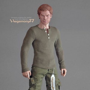 1/ 6th scale henley shirt inspired by Dexter Morgan for 12 inch collectible figures e.g. Hot Toys TTM 19 Phicen TBLeague M31 M32 M33 image 4