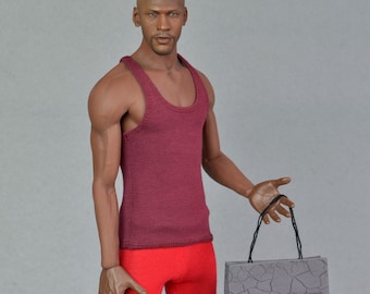 Longer 1/ 6th scale XXL burgundy tank top vest singlet for TBLeague M36A M36B (and other basketball player size) collectible figures