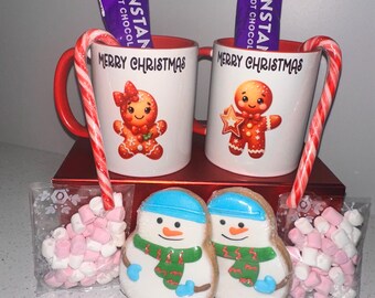 Personalised Christmas Couples Hot Chocolate Mug Set