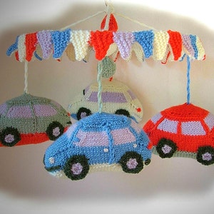 Bumper Car Mobile knitting pattern by Georgina Manvell