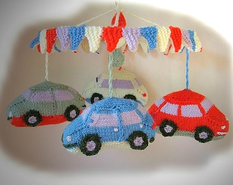 Bumper Car Mobile knitting pattern by Georgina Manvell