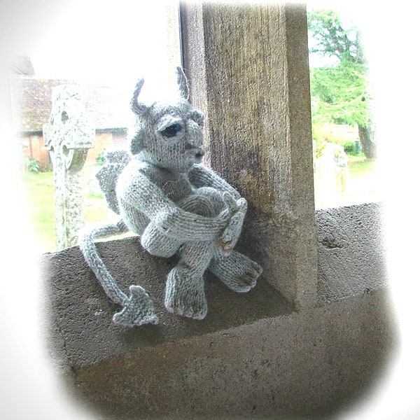 SIMON the Baleful Gargoyle toy knitting pattern PDF by Georgina Manvell