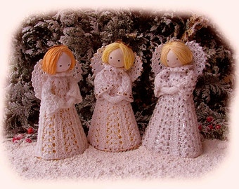 LITTLE CHRISTMAS ANGELS toy knitting pattern for Christmas  by Georgina Manvell