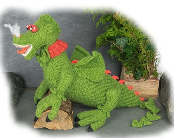 Clarence the Dragon toy knitting pattern by Georgina Manvell