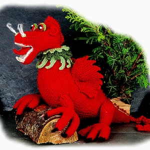 Welsh Red Dragon toy knitting pattern by Georgina Manvell