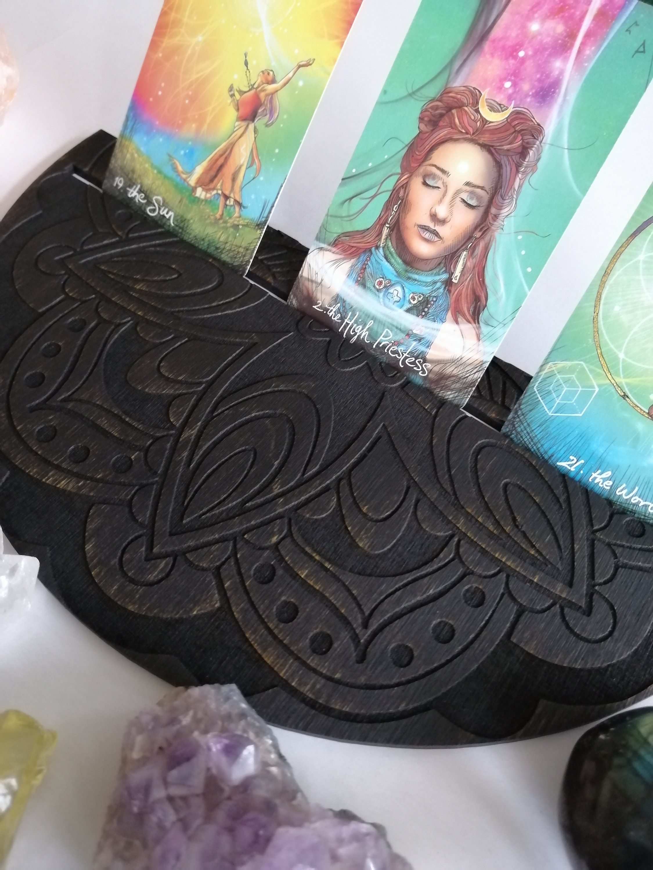 Tarot card stand tarot card display for 3 cards laser Etsy