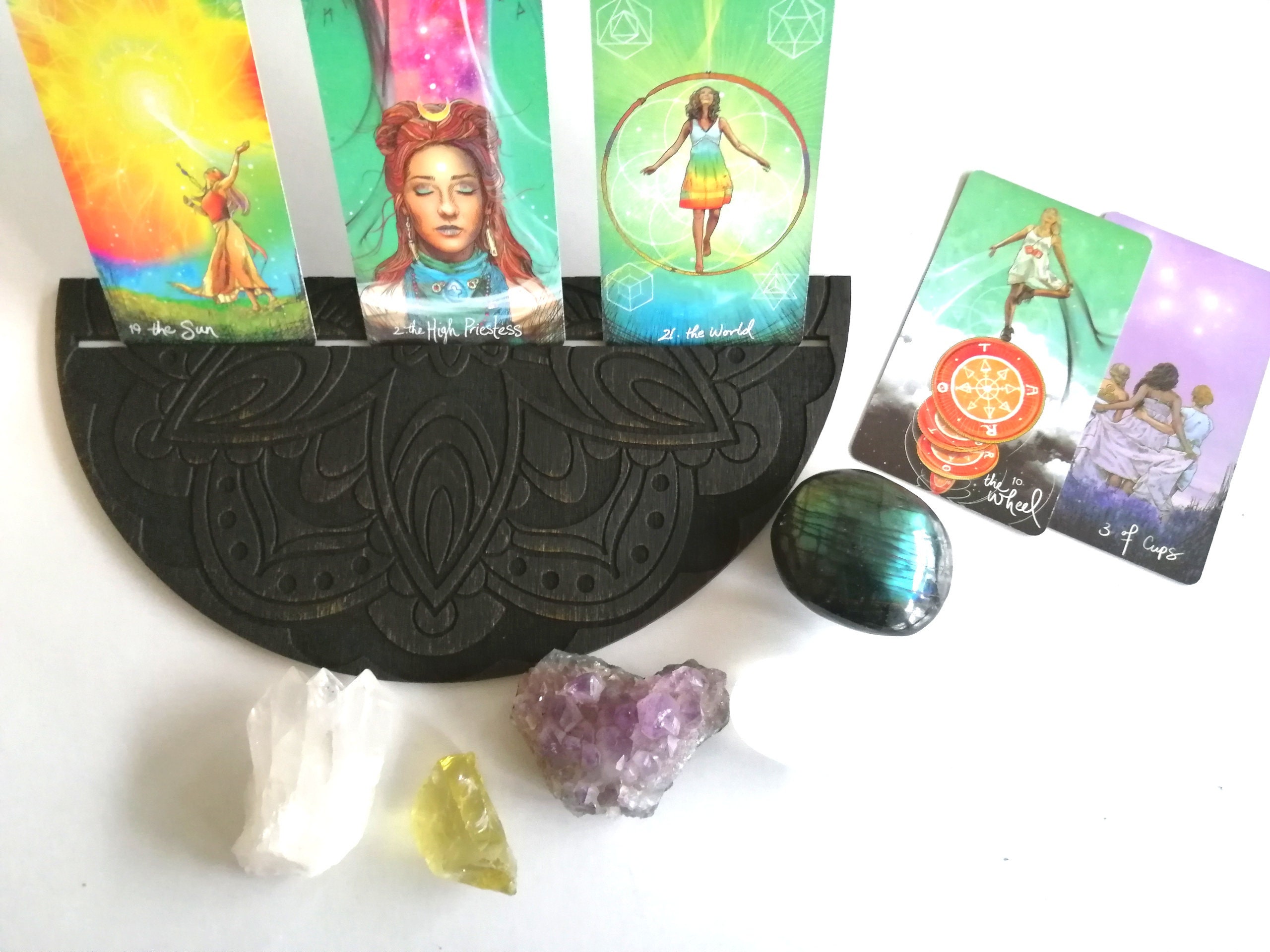 Tarot card stand tarot card display for 3 cards laser Etsy
