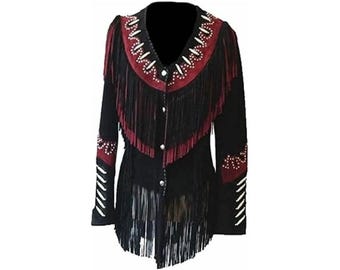 Vintage Suede Fringe Western Jacket | Beaded Cowgirl Coat