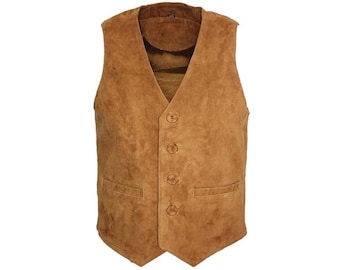 Handmade Brown Suede Western Vest – Classic Cowboy Style