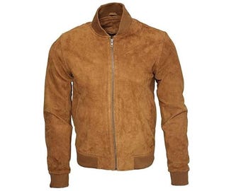 Men's Brown Suede Leather Trucker Jacket – Handmade Biker Style