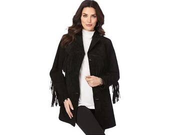 Vintage Black Suede Fringe Jacket | Western Cowgirl Style